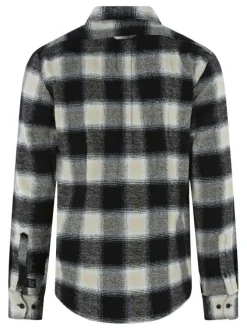 Chemise en coton noire à carreaux avec une fermeture boutonnée