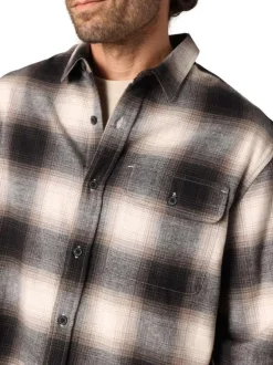 Chemise en coton noire coupe droite avec un motif à carreaux