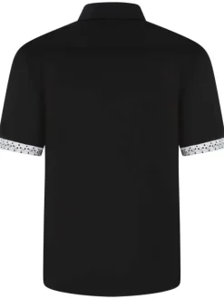 Chemise en coton noire unie avec un col français et une coupe regular fit