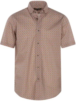 Chemise en coton orange avec une coupe droite et un col américain