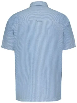 Chemise en coton régénératif ciel rayée droite, col américain à manches courtes
