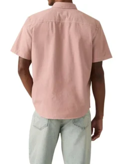 Chemise en coton rose à coupe droite pourvue d'un col boutonné