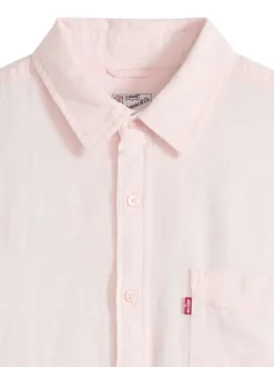Chemise en coton rose à coupe droite pourvue d'un col à revers