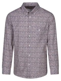Chemise en coton rose fleuri avec une coupe regular fit et un col boutonné