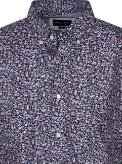 Chemise en coton rose à imprimé liberty avec une coupe regular fit et une poche