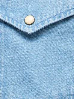 Chemise en coton stone unie pourvue d'une coupe droite et de manches courtes