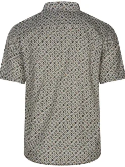 Chemise en coton toile à beurre blanche en imprimé géométrique
