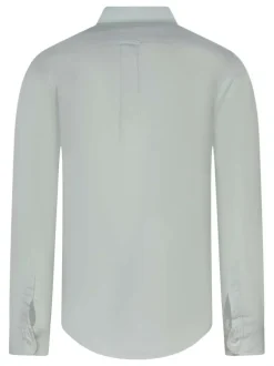 Chemise en coton turquoise imprimée avec une coupe droite et des manches longues