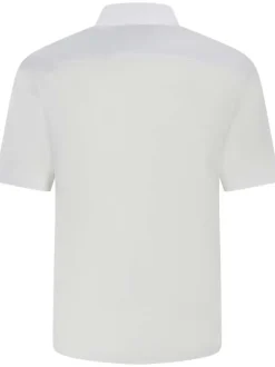 Chemise en coton unie blanche en effet lin avec une coupe regular fit