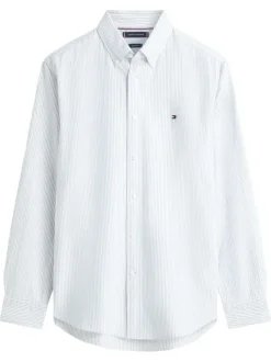 Chemise en coton verte à coupe droite ornée d'un motif à rayures