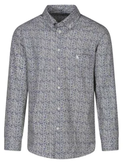 Chemise en coton verte fleuri avec une coupe regular fit et un col boutonné