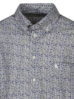 Chemise en coton verte fleuri avec une coupe regular fit et un col boutonné