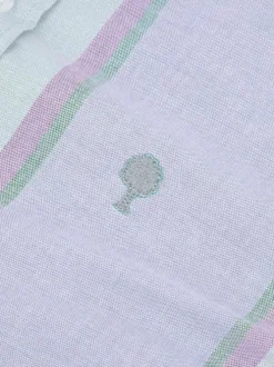 Chemise en coton verte à rayures avec une coupe droite et un col français