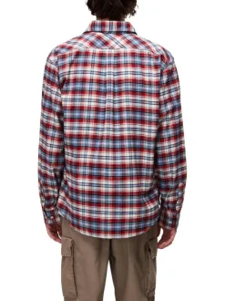 Chemise en flanelle rouge à carreaux en coton avec une coupe droite