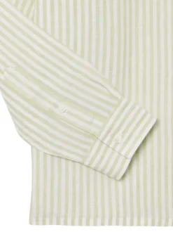 Chemise en lin tilleul à coupe droite ornée d'un motif à rayures