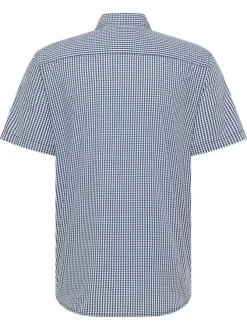 Chemise Gilroy bleue vichy à coupe slim, col américain et à manches courtes
