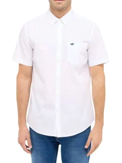 Chemise Gilroy en coton blanche unie slim à col américain avec poche poitrine