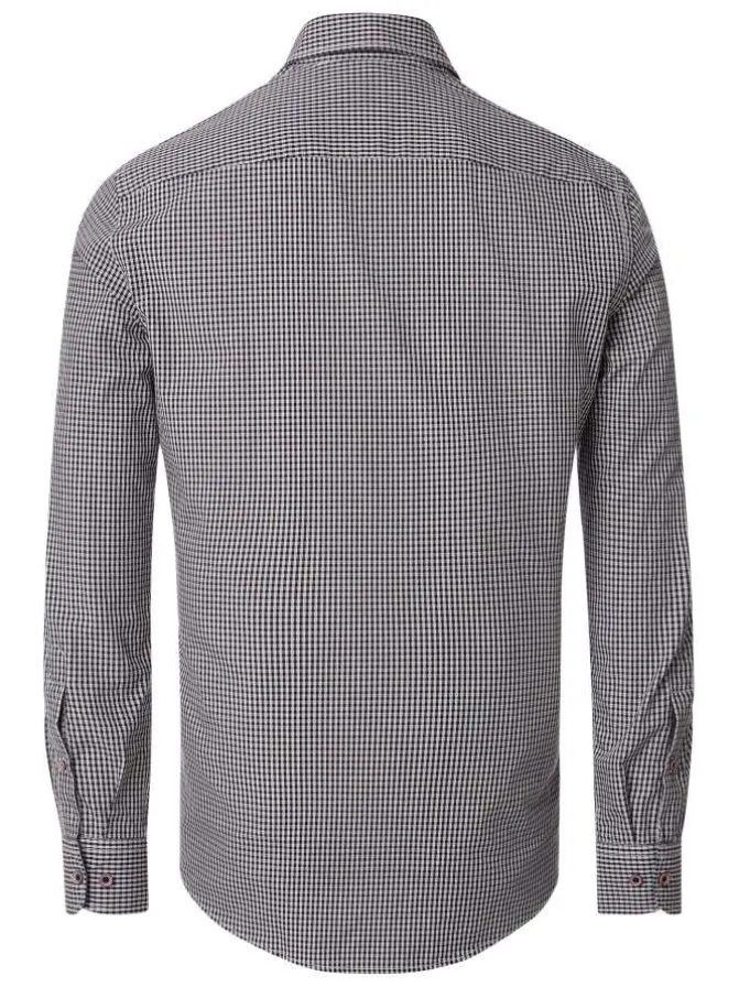 Chemise Grande Taille en coton marine à carreaux avec boutons tricolores et logo
