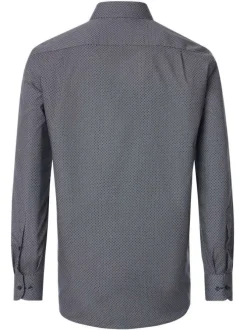 Chemise Grande Taille en coton marine à motif géométrique avec col boutonné