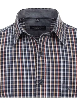 Chemise grande taille en coton multicolore carreaux avec un col français