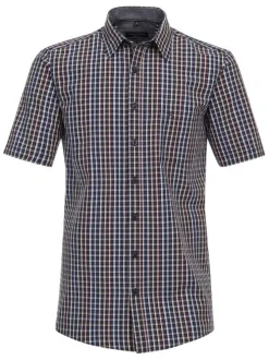 Chemise grande taille en coton multicolore carreaux avec un col français