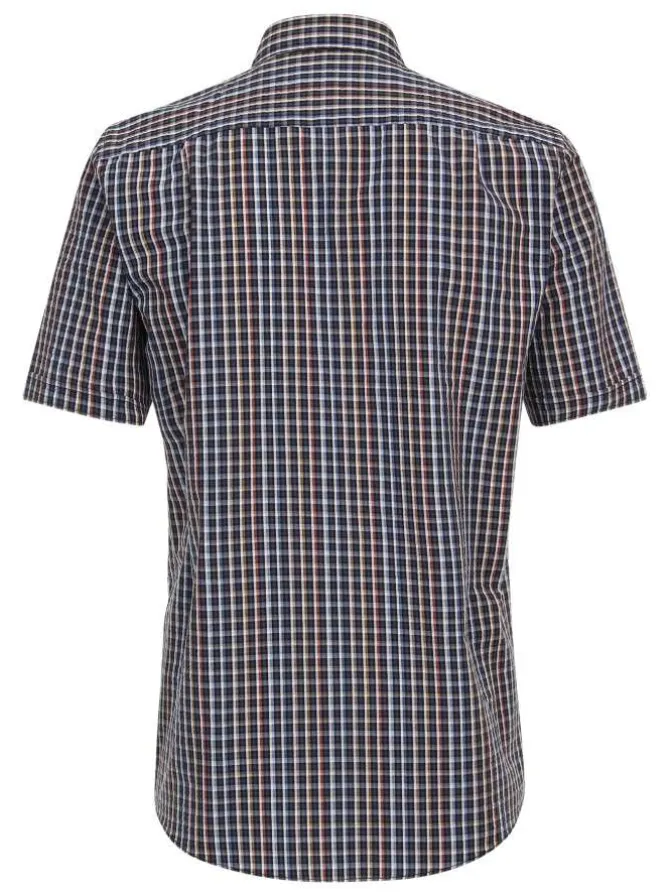 Chemise grande taille en coton multicolore carreaux avec un col français