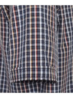 Chemise grande taille en coton multicolore carreaux avec un col français