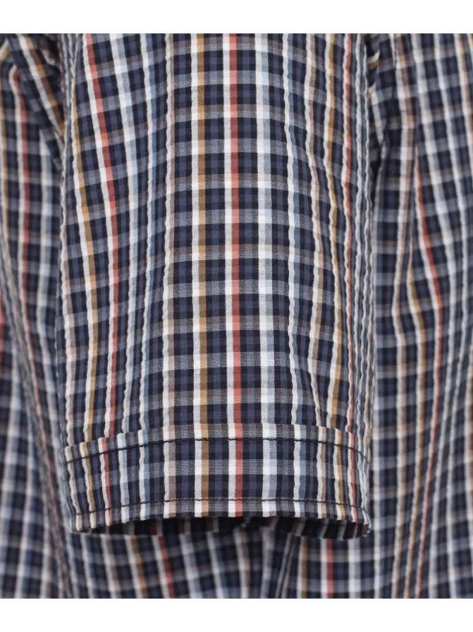 Chemise grande taille en coton multicolore carreaux avec un col français