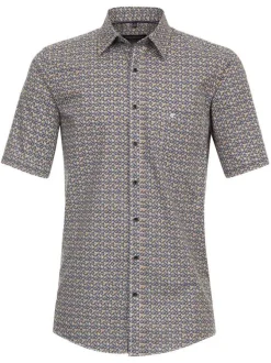 Chemise grande taille en coton multicolore imprimée avec une coupe droite
