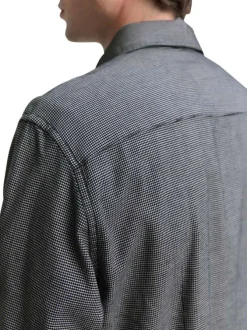 Chemise grise en coton à motif fantaisie pourvue d'une boutonnière