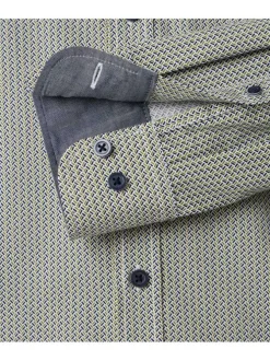 Chemise kaki Grande Taille en coton à motifs avec coupe droite et col français