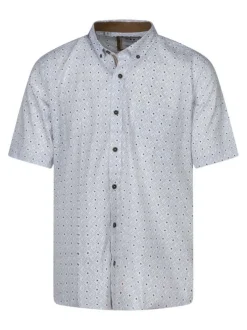 Chemise à manches courtes en coton blanche à minis motifs et à coupe regular fit
