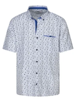 Chemise à manches courtes en coton mélangé blanche liberty à coupe regular fit