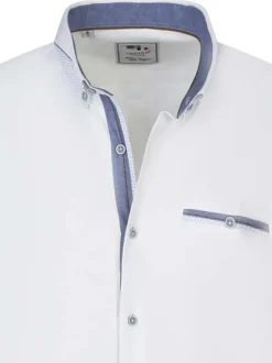 Chemise à manches courtes en coton mélangé blanche unie à coupe regular fit