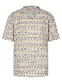 Chemise à manches courtes en coton orange à minis motifs et à coupe regular fit