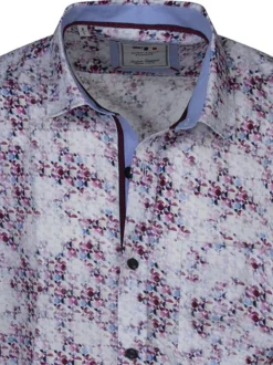 Chemise à manches courtes en coton rose imprimée avec une coupe regular fit