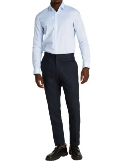 Chemise à manches longues en coton bleue ciel imprimée liberty et à coupe slim