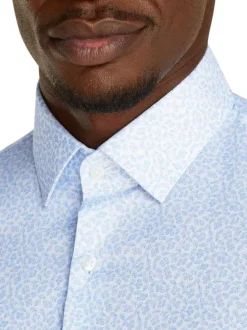 Chemise à manches longues en coton bleue ciel imprimée liberty et à coupe slim