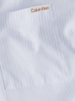 Chemise à manches longues en coton bleue ciel rayée avec une coupe regular fit