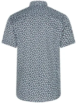 Chemise marine en coton avec imprimé liberty all-over coupe ajustée col américain