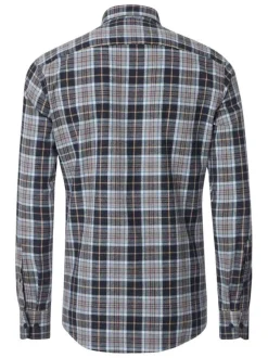 Chemise marine Grande Taille en coton à carreaux avec 1 poche et coupe droite