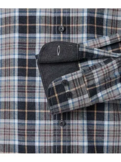 Chemise marine Grande Taille en coton à carreaux avec 1 poche et coupe droite