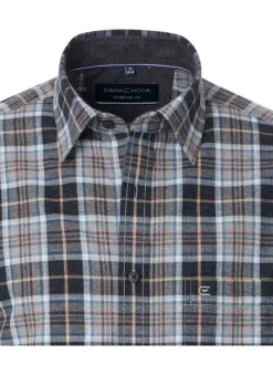 Chemise marine Grande Taille en coton à carreaux avec 1 poche et coupe droite