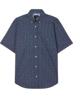 Chemise marine à imprimé avec une coupe droite et un col boutonné