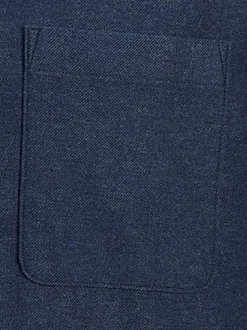 Chemise marine unie coupe regular avec col français et poche plaquée poitrine