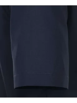 Chemise marine unie en coton avec un col américain et une coupe droite