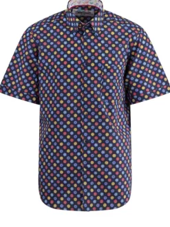 Chemise à motifs multicolores pour homme en coton coupe droite