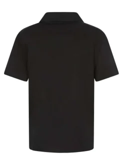 Chemise noire à coupe droite pourvue d'un col cubain et de manches courtes