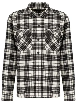 Chemise noire et blanche à carreaux coupe regular fit avec 2 poches et patchs cousus