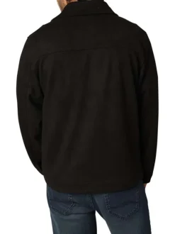 Chemise noire unie à coupe droite avec un col chemise et des manches longues